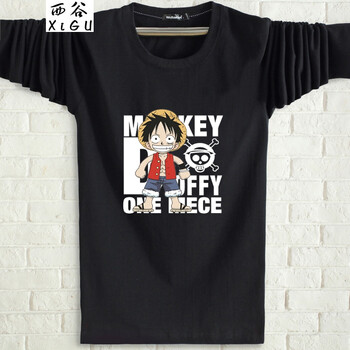 西谷（xigu） 長袖 男士T恤 黑色 長袖路飛 XL，L，加大，XXXL，M，XXL