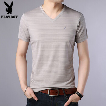 花花公子（PLAYBOY） 短袖 男士T恤 駝色 XL，L，XXL，M，XXXL