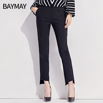 BAYMAY 高腰 直筒褲 女 九分褲 休閑褲