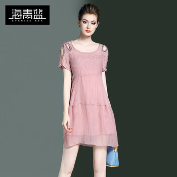 海青藍(lán)（CYANINE SEA） 純色 鉚釘，透視 連衣裙