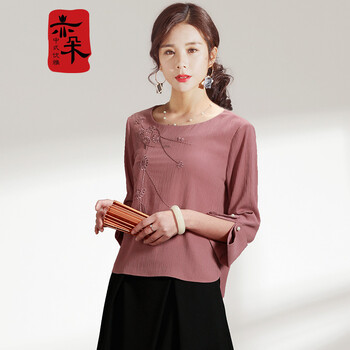 亦朵 刺繡 短袖 T恤 女 圓領(lǐng)
