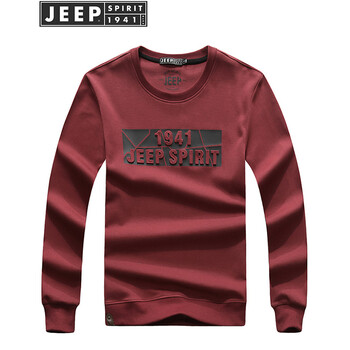Jeep 長袖 男士T恤 紅色 