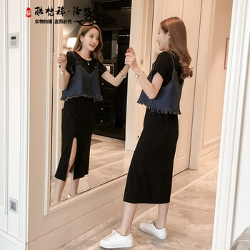 酷梵?。↘UFANXI） 純色 流蘇，拼接 連衣裙