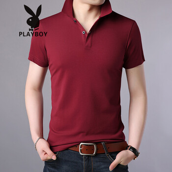 花花公子（PLAYBOY ESTABLISHED 1953） 短袖 男士T恤 7921紅色（純色） 