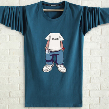 西牧子 長(cháng)袖 男士T恤 孔雀 藍 無(wú)頭人 