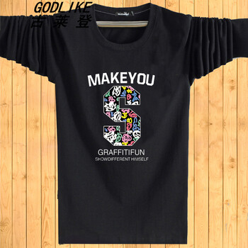 古萊登（GODLIKE） 長袖 男士T恤 黑色彩S XL，L，M，XXXL，XXL