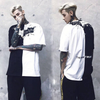 圣洛熙（SHENGLUOXI） 五分袖 男士T恤 拼接閃電男 S，XL，L，XXL，M