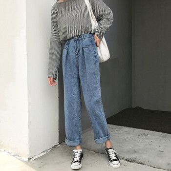 樂帛昭 高腰 直筒褲 女 九分褲 牛仔褲