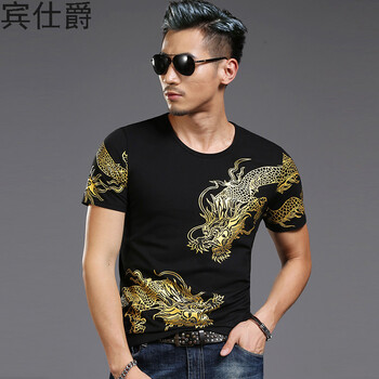 賓仕爵 短袖 男士T恤 黑色  XL，L，加大，M，XXXL，XXL