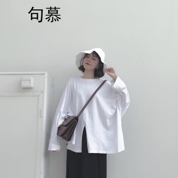 句慕（JUMU） 拼接 短袖 T恤 女 圓領