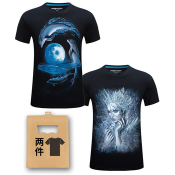 K L B ZHE 短袖 男士T恤 海豚+冰女 S，XL，L，加大，XXXL，M，XXL