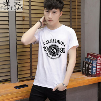 瑾天 短袖 男士T恤 白色 S，XL，L，加大，XXL，XXXL，M