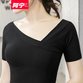 阿寧 露肩，露背，扎染 短袖 T恤 女 V領(lǐng)