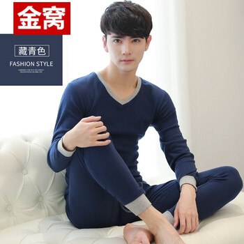 罕都（HANDU） 長(zhǎng)袖 男士T恤 藏青色【V領(lǐng)】 