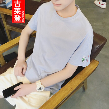古萊登（GODLIKE） 短袖 男士T恤 淺藍(lán)色 S，XL，L，XXXL，M，XXL