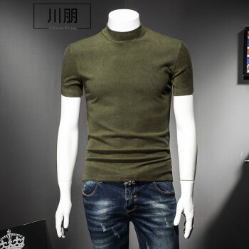 川朋 短袖 男士T恤 81821军绿色 XL，L，M，XXXL，XXL，加大