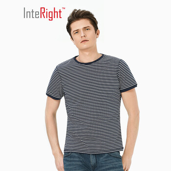 INTERIGHT 短袖 男士T恤 藍(lán)白條 XL，L，XXL，M