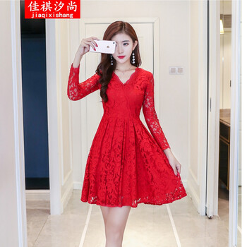 佳祺汐尚（JIAQIXISHANG）  拼接，鏤空，紗網(wǎng)，蕾絲 連衣裙