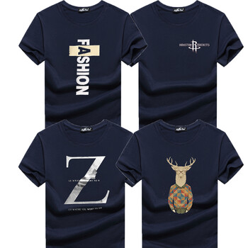 大碼哥 短袖 男士T恤 藍色Fashion+藍火箭+藍Z+藍鹿 XL，L，加大，XXXL，XXL，M