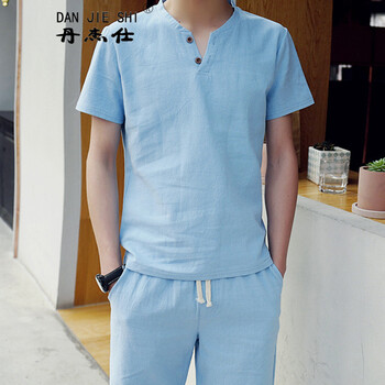 丹杰仕（DAN JIE SHI） 短袖 男士T恤 天藍(lán)色 XL，L，XXL，XXXL，M