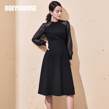 Roey s house 純色 紐扣，紗網(wǎng) 連衣裙