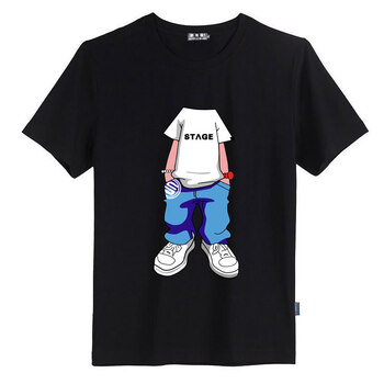 胖哥哥 短袖 男士T恤 黑色酷男孩 