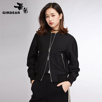 哥弟（GIRDEAR） 立領(lǐng) 長袖 女 短外套 綁帶