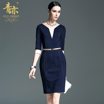 青亦（qingyi）  撞色 連衣裙
