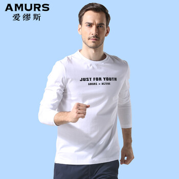 AMURS 長袖 男士T恤 薄款白 
