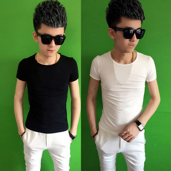 快樂嘉人 短袖 男士T恤 黑色+白色(2件)短袖 S，XL，L，M，XXL