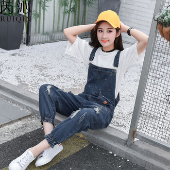 芮沁（RUIQIN） 中腰 工裝褲 女 九分褲 牛仔褲