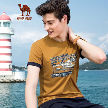 駱駝（CAMEL） 短袖 男士T恤 土黃 XL，L，XXXL，M，XXL
