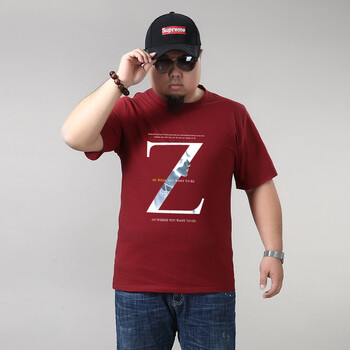 K L B ZHE 短袖 男士T恤 字母Z 酒紅色 加大