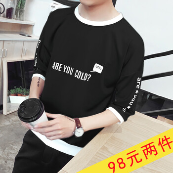 古萊登（GODLIKE） 七分袖 男士T恤 【英文款七分袖】黑色 S，XL，L，M，XXL