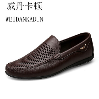 威丹卡頓（WEIDANKADUN）男士5-8暗棕鏤空 頭層牛皮 39