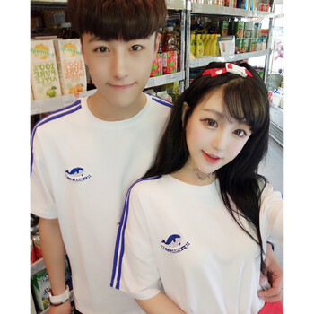 英菲蘭朵（YING FEI LAN DUO） 短袖 男士T恤 藍(lán)色三杠袖 