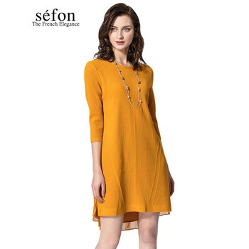 臣楓（Sefon） 純色 拼接 連衣裙