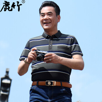 鹿竹 短袖 男士T恤 7502灰褐色 