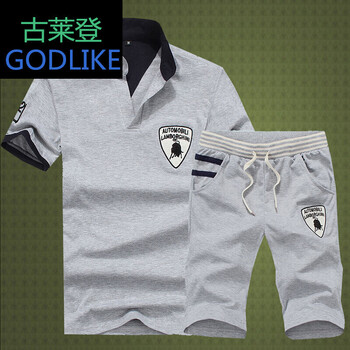 古萊登（GODLIKE） 短袖 男士T恤 淺灰色灰色1501套裝 XL，L，XXXL，XXL，M