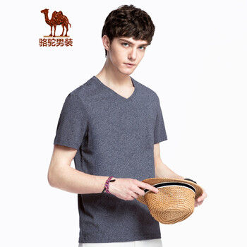 駱駝（CAMEL） 短袖 男士T恤 藍(lán)灰 XL，L，XXXL，XXL，M