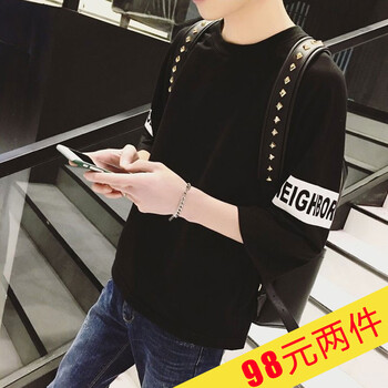 古萊登（GODLIKE） 七分袖 男士T恤 【TX01款七分袖】黑色 S，XL，L，XXL，M