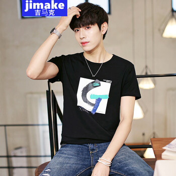 吉馬克（jimake） 短袖 男士T恤 黑色 XL，L，XXXL，XXL，M