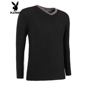 花花公子（PLAYBOY） 短袖 男士T恤 8112長(cháng)袖花邊領(lǐng)黑色 