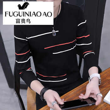 富貴鳥(niǎo)（FUGUINIAO） 長(zhǎng)袖 男士T恤 0022黑色 