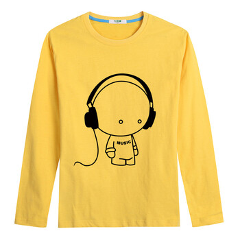 七匹鯊 長(zhǎng)袖 男士T恤 黃色 S，XL，L，加大，M，XXXL，XXL