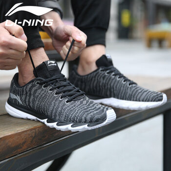 李寧（LI-NING）跑步鞋-3新基礎(chǔ)黑/銀灰色 41