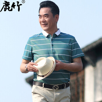 鹿竹 短袖 男士T恤 湖綠 