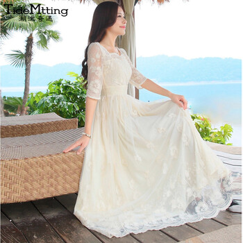 潮流奇遇（TideMtting） 純色 繡花，刺繡，流蘇 連衣裙