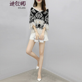 迪拉娜（DILANA） 中國文化，植物花卉 繡花，流蘇，撞色，鏤空，蕾絲 連衣裙