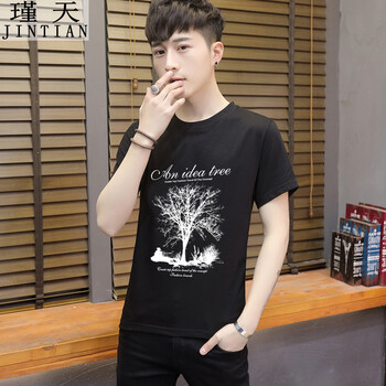 瑾天 短袖 男士T恤 黑色 S，XL，L，M，XXXL，加大，XXL